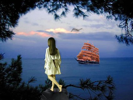 Ассоль  из повести Александра Грина свято верила в чудо, она желала исполнения своей мечты, и дождалась своего принца на корабле с алыми парусами.