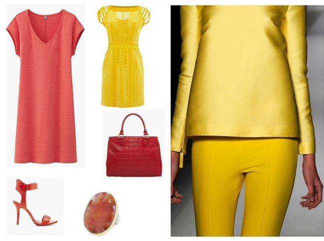 Модные цвета в одежде лета 2018. Cayenne - насыщенный коралловый. Freesia - сочный желтый цвет.